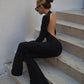 Flare Leg Backless Jumpsuit